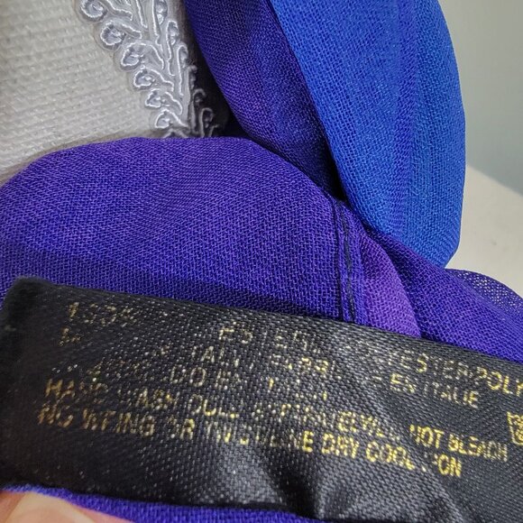 Carol Wior Scarf Rectangle Blue Multicolor Mixed‎ Print Made In Italy EUC - Picture 4 of 5